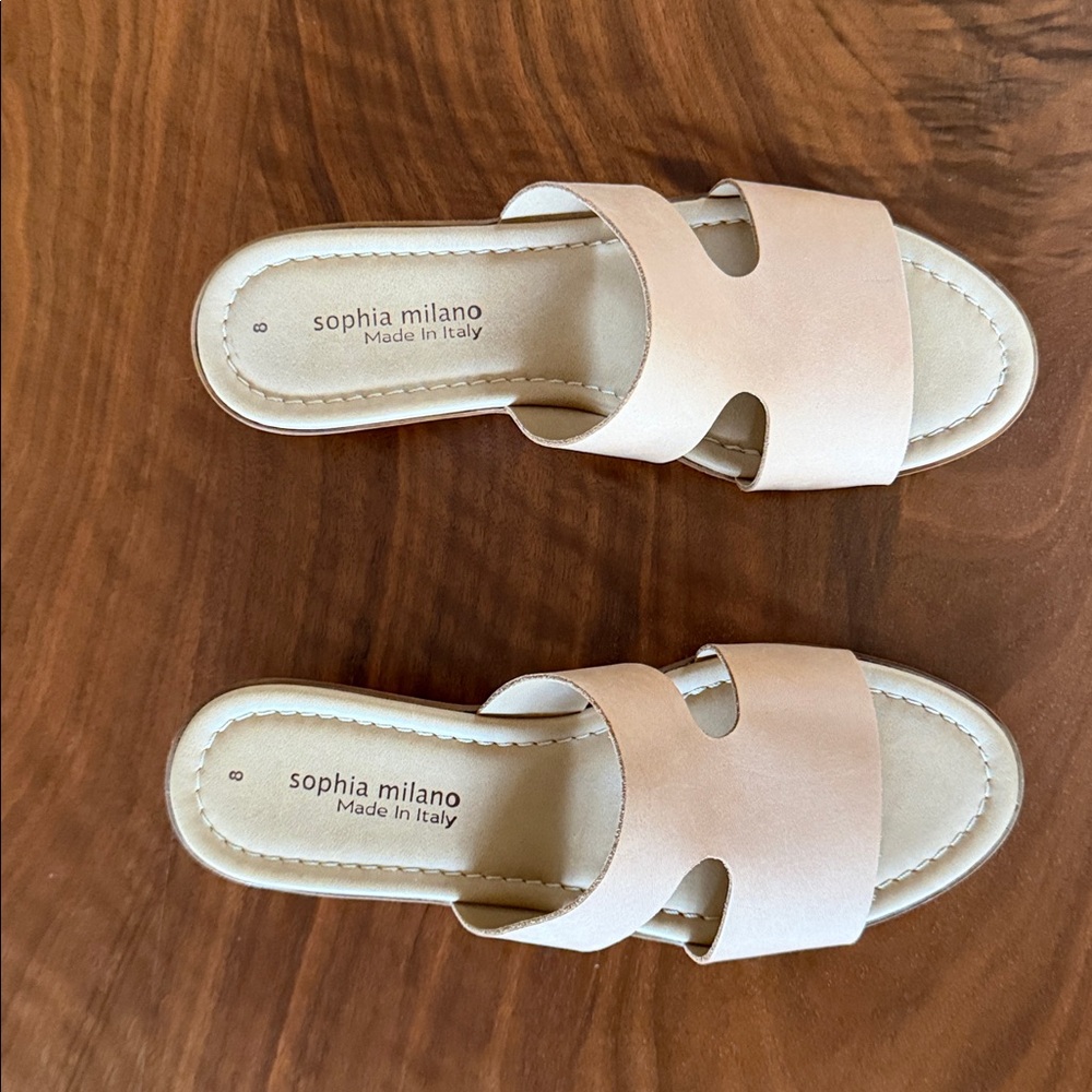 Sophia Milano Nude Slide Sandals size 8 - Picture 3 of 12